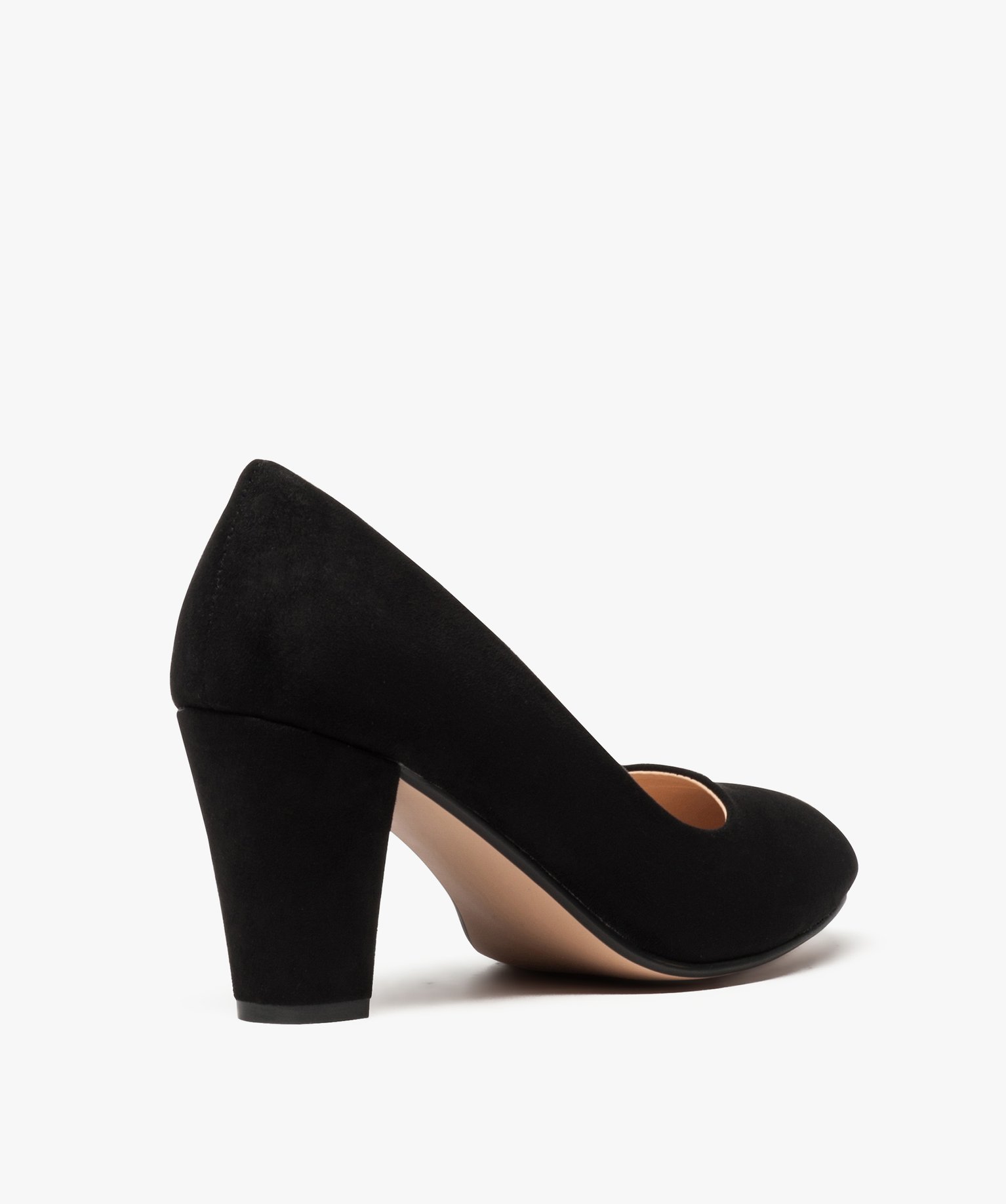 Escarpins femme à bout rond et talon large noir | GEMO