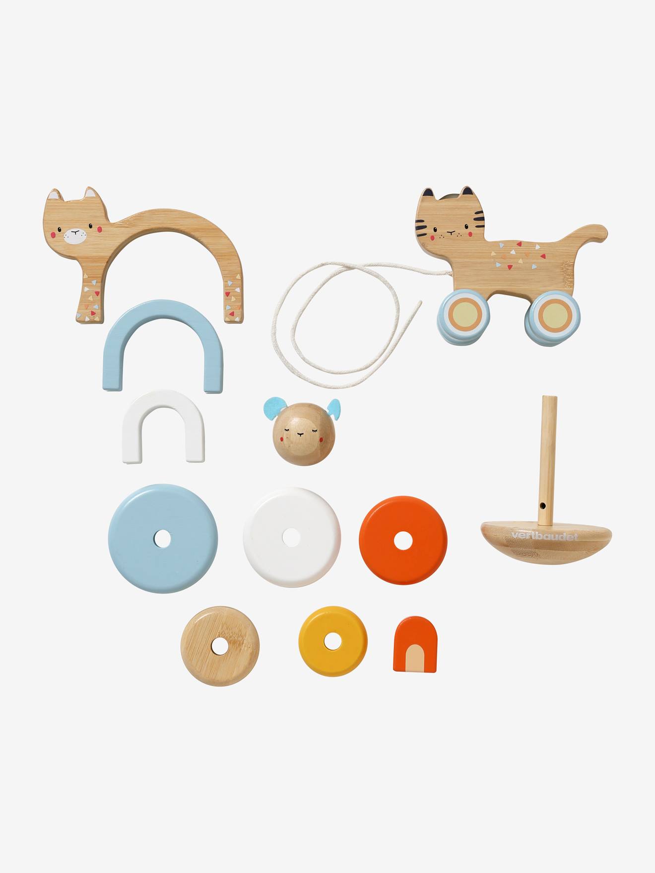 Set de 3 jouets en bambou multicolore