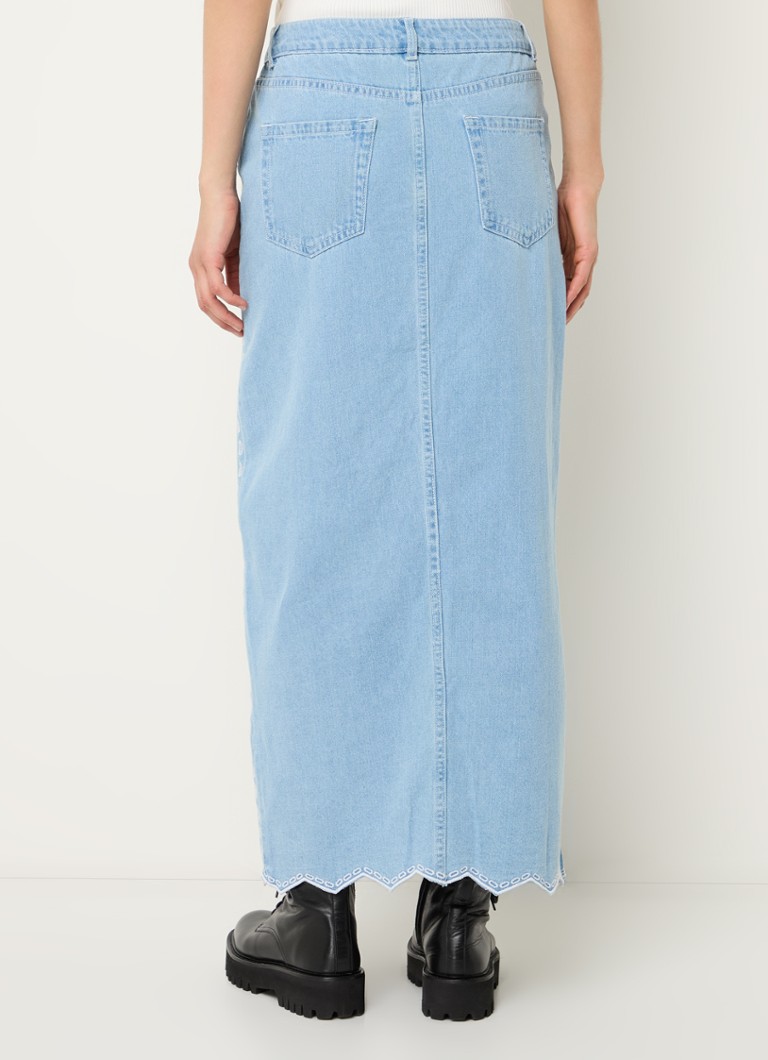 Fusta midi NIKKIE Cali denim cu fantă