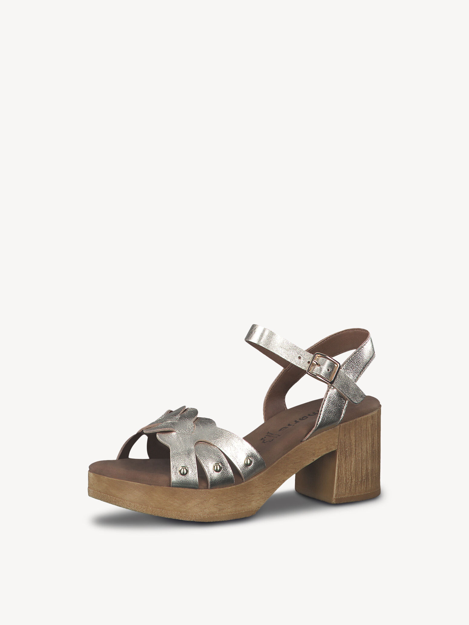 Sandale à talon en cuir - métallique