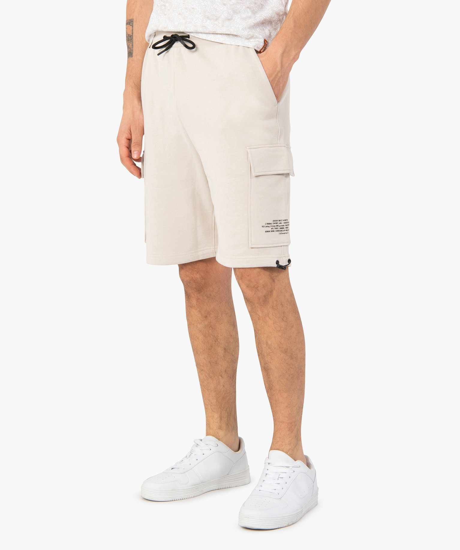 Bermuda homme en maille avec bas de jambes ajustables beige | GEMO