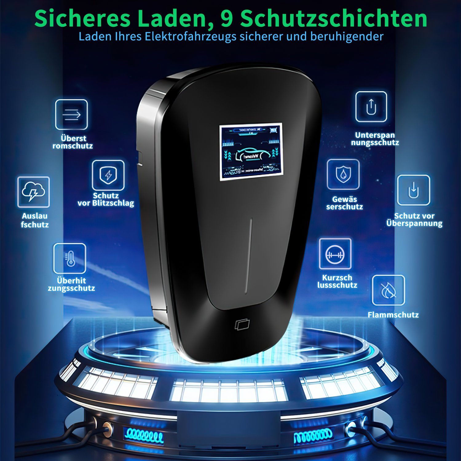 JOEAIS EV Chargers Wall Box 7KW 32A Typ 2 Ladekabel Ladestation EV Ladegerät Elektroauto-Ladegerät (5M Ladekabel Ladestationen, Home Wallboxen RFID oder APP Autorisiert, für Elektrofahrzeuge und Plug-in Hybride)