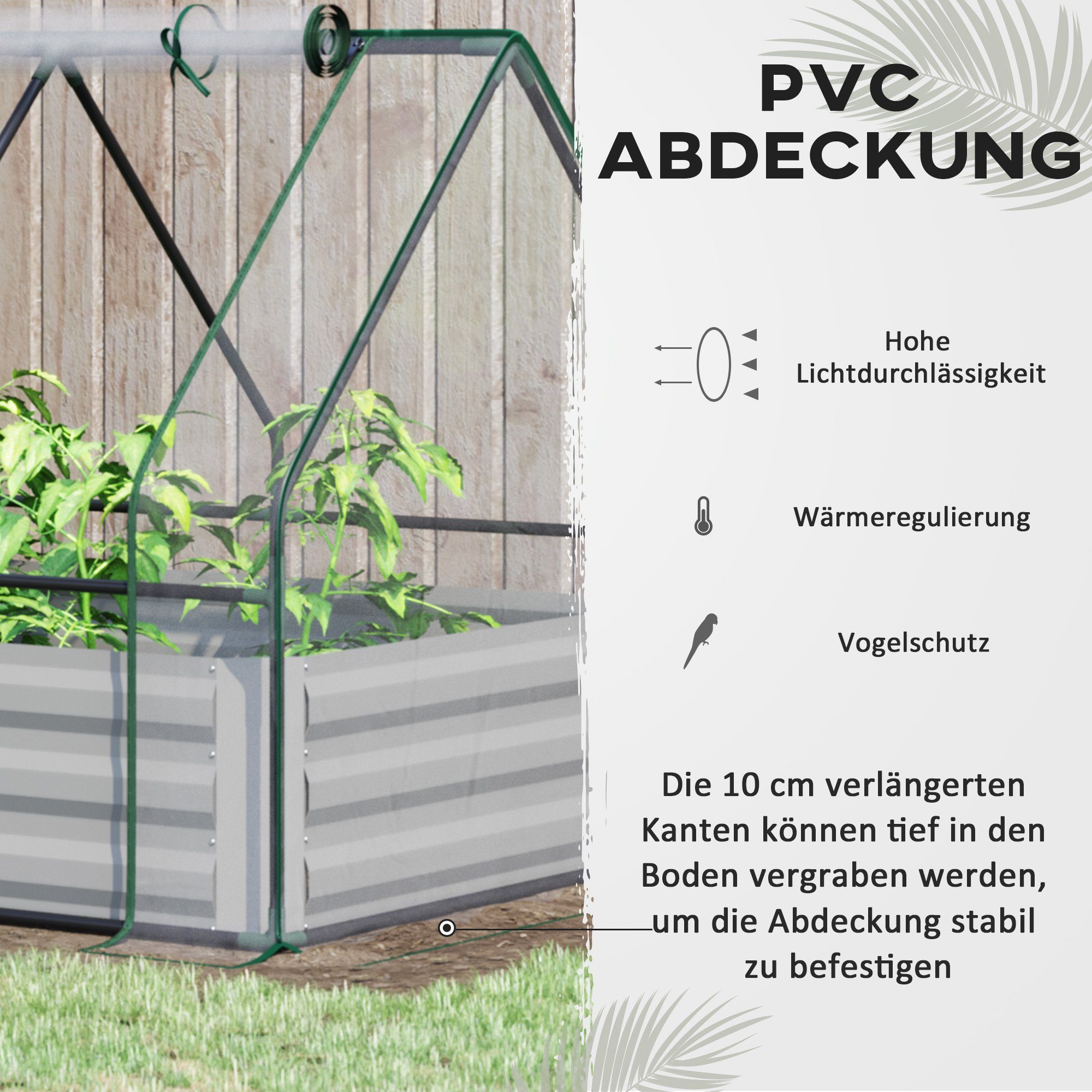 Outsunny Foliengewächshaus Gewächshaus, Folientunnel, gute Beleuchtung, Außenhülle aus PVC, BxTxH: 127 x 95 x 92 cm, BxLxH: 127 x 127 x 92 cm, Treibhaus 1-St., Foliengewächshaus, Winddicht
