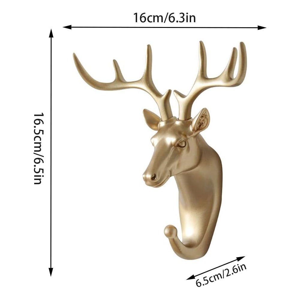 Sarfly Wandhaken Hirschköpfe Deko Wandhaken Garderobenhaken, (2-St., Hirschhaken Wandmontage), Für Aufhängen von Mänteln, Schals, Taschen, Handtüchern
