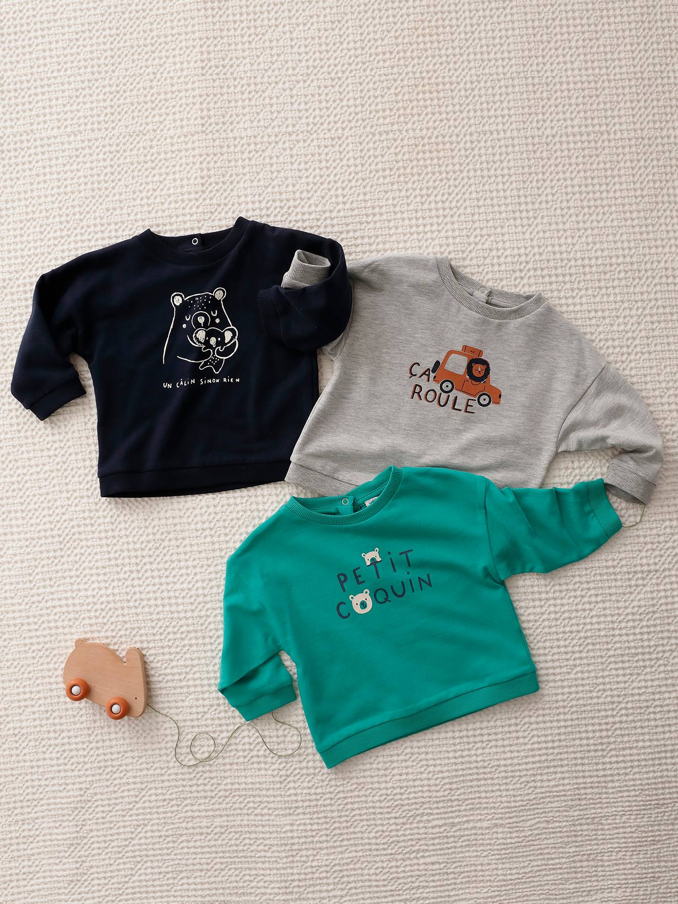 Sweat basics en molleton bébé gris chiné
