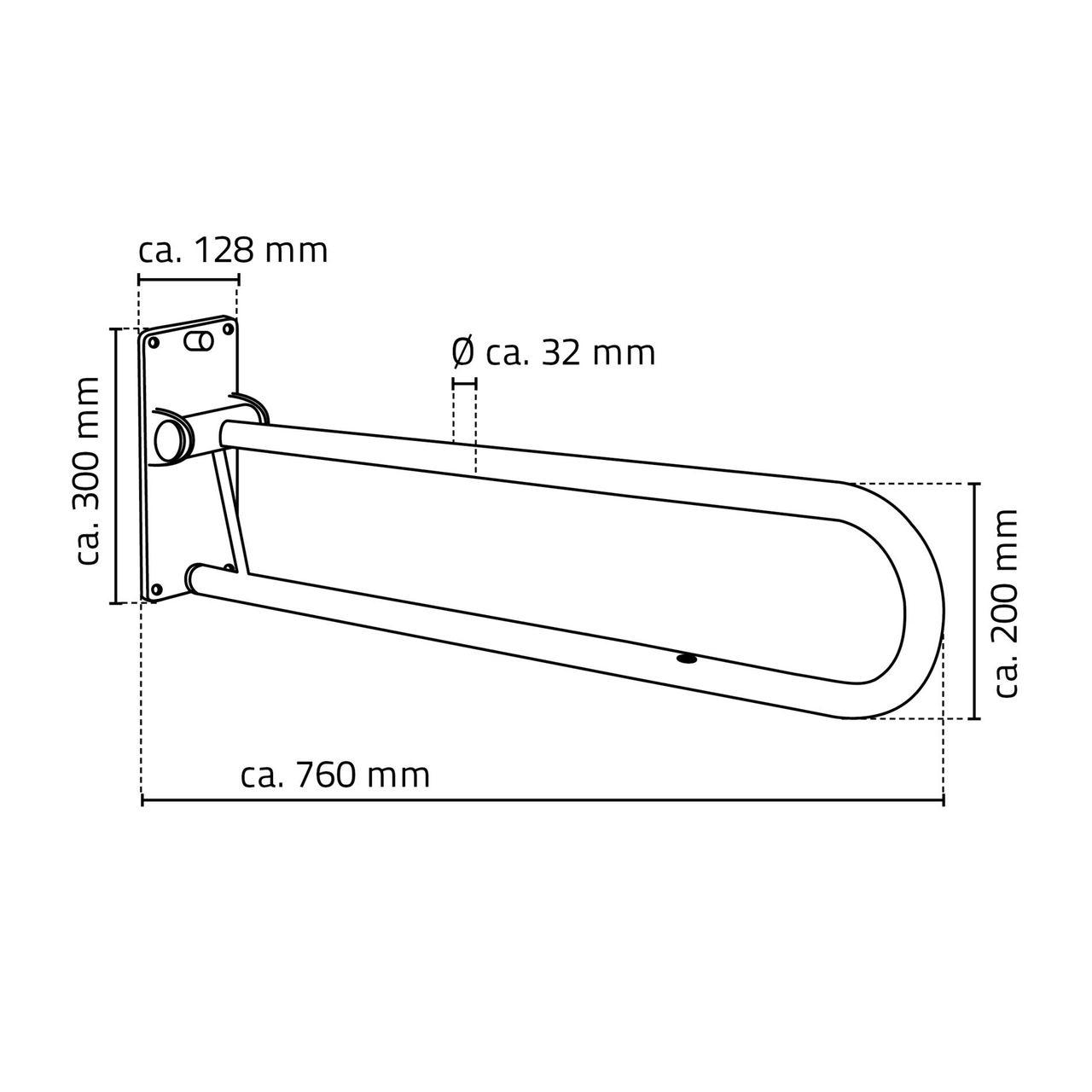 Ridder WC-Aufstehbügel Tim ca. 76 cm, weiß, klappbar Stahl
