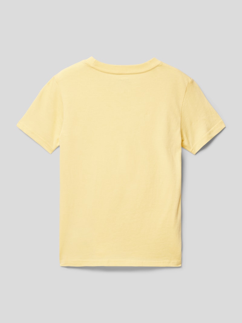 T-Shirt mit Label-Stitching in hellgelb