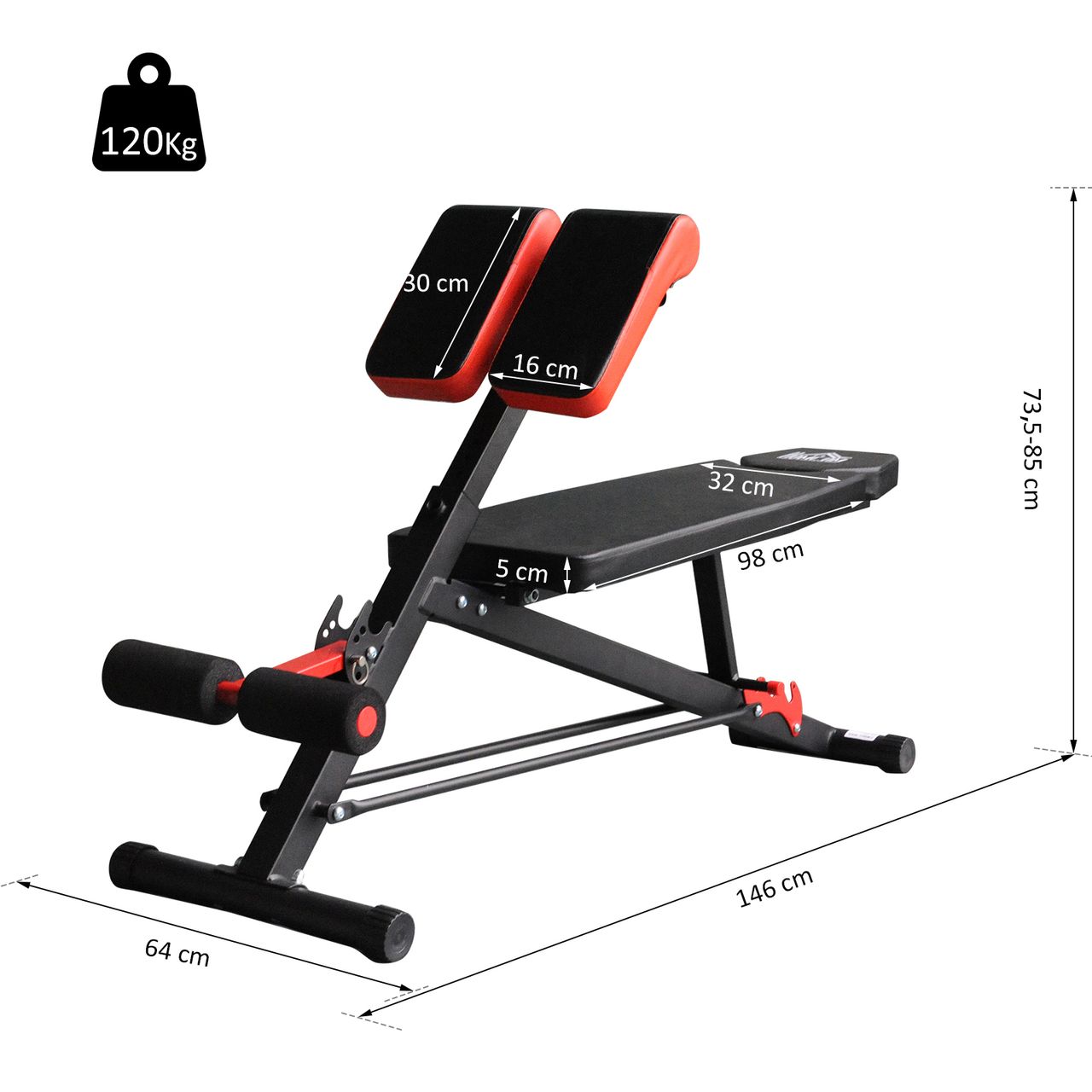 HOMCOM Hantelbank Fitnessbank Schrägbank Multifunktion Bauchtrainer Stahl