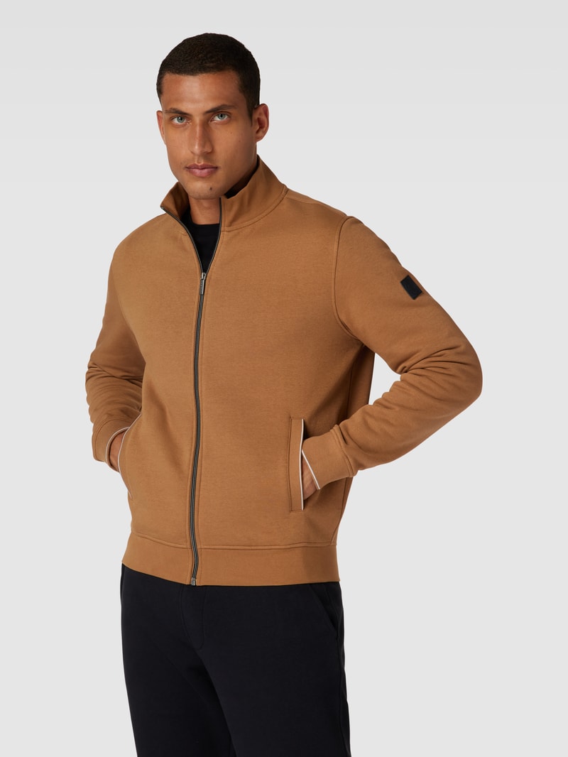 Sweatjacke mit Stehkragen in beige