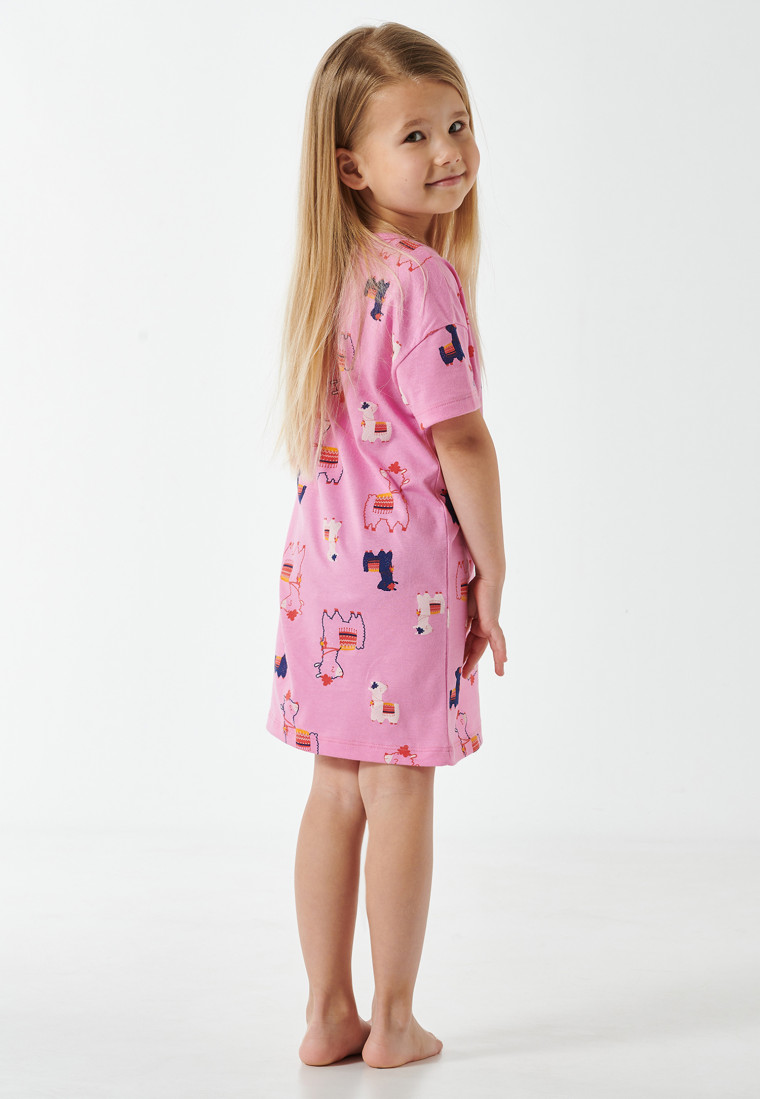 Nachthemd kurzarm Alpakas rosa - Girls World