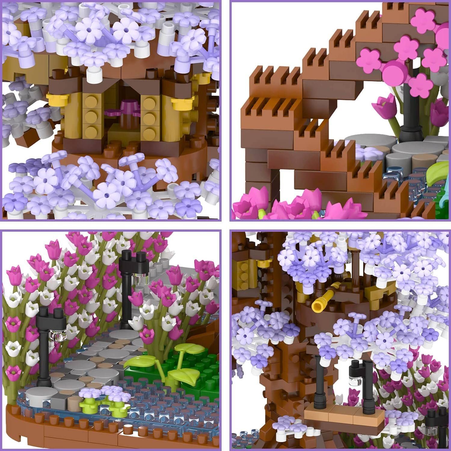 Kunstbonsai Kunstbonsai Sakura Tree Kunstpflanzen Spielbausteine Konstruktionsspi, KINOMI, Nicht Kompatibel Mit Lego Baustein Geschenk
