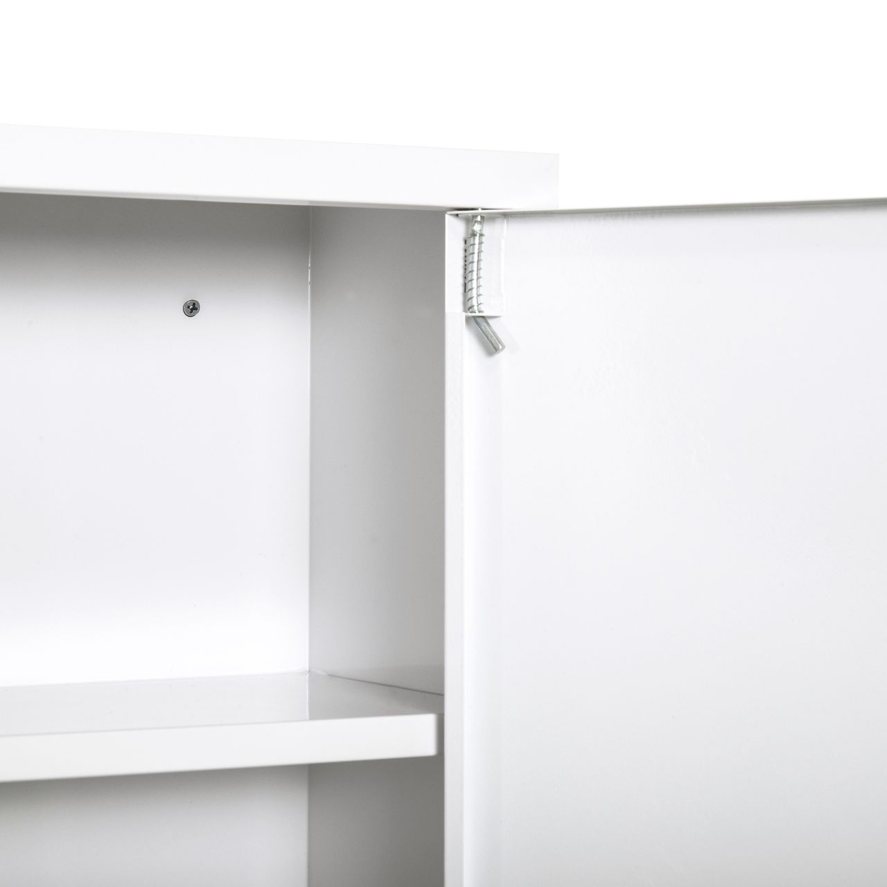 kleankin Medizinschrank Arzneischrank Erste-Hilfe-Schrank mit Schloss 3 Fächer Stahl Weiß 40 x 18 x 60 cm