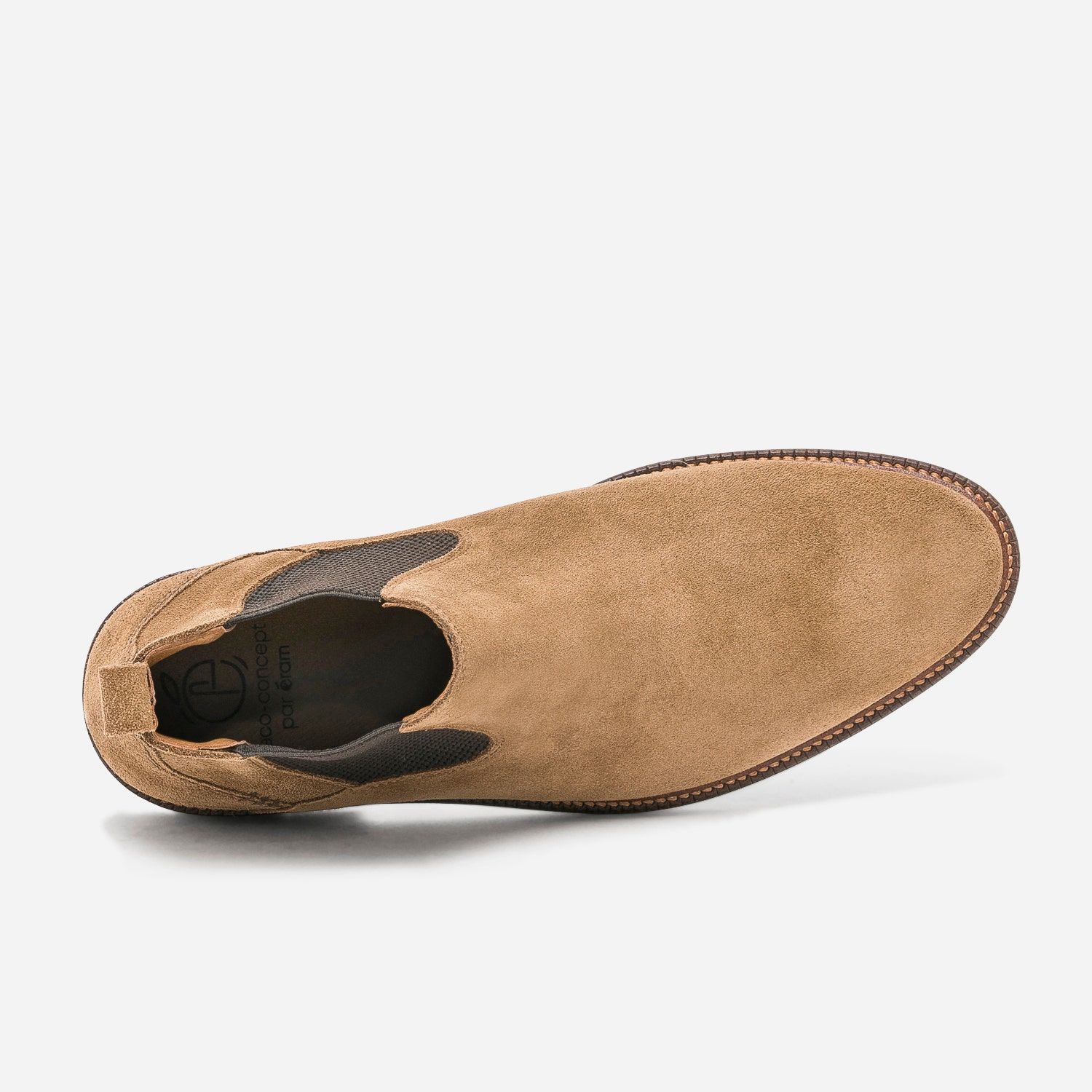 Chelsea boots camel en cuir velours