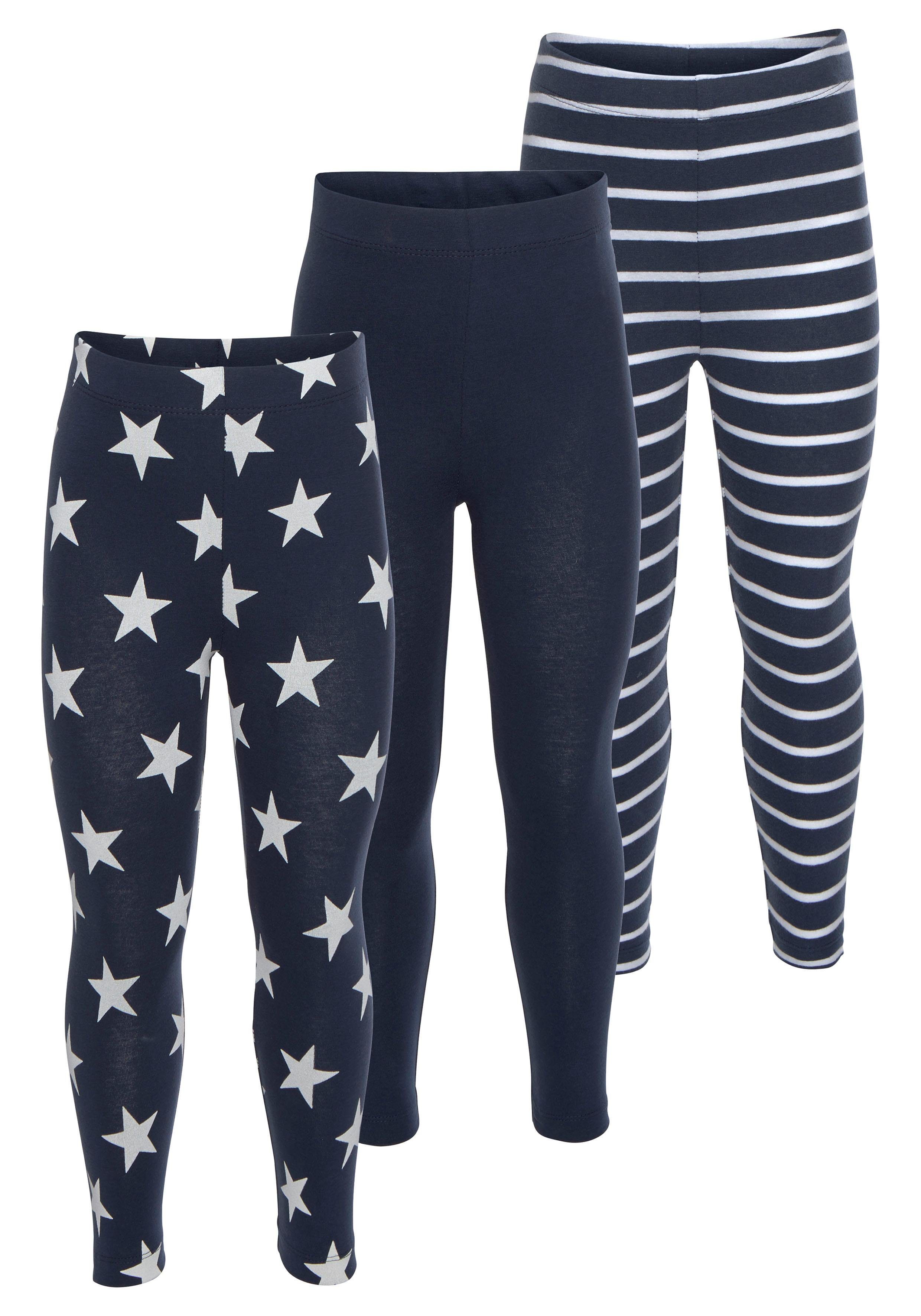 KIDSWORLD Leggings STERNE (Packung, 3-tlg) in Uni, mit Ringel oder Sternen