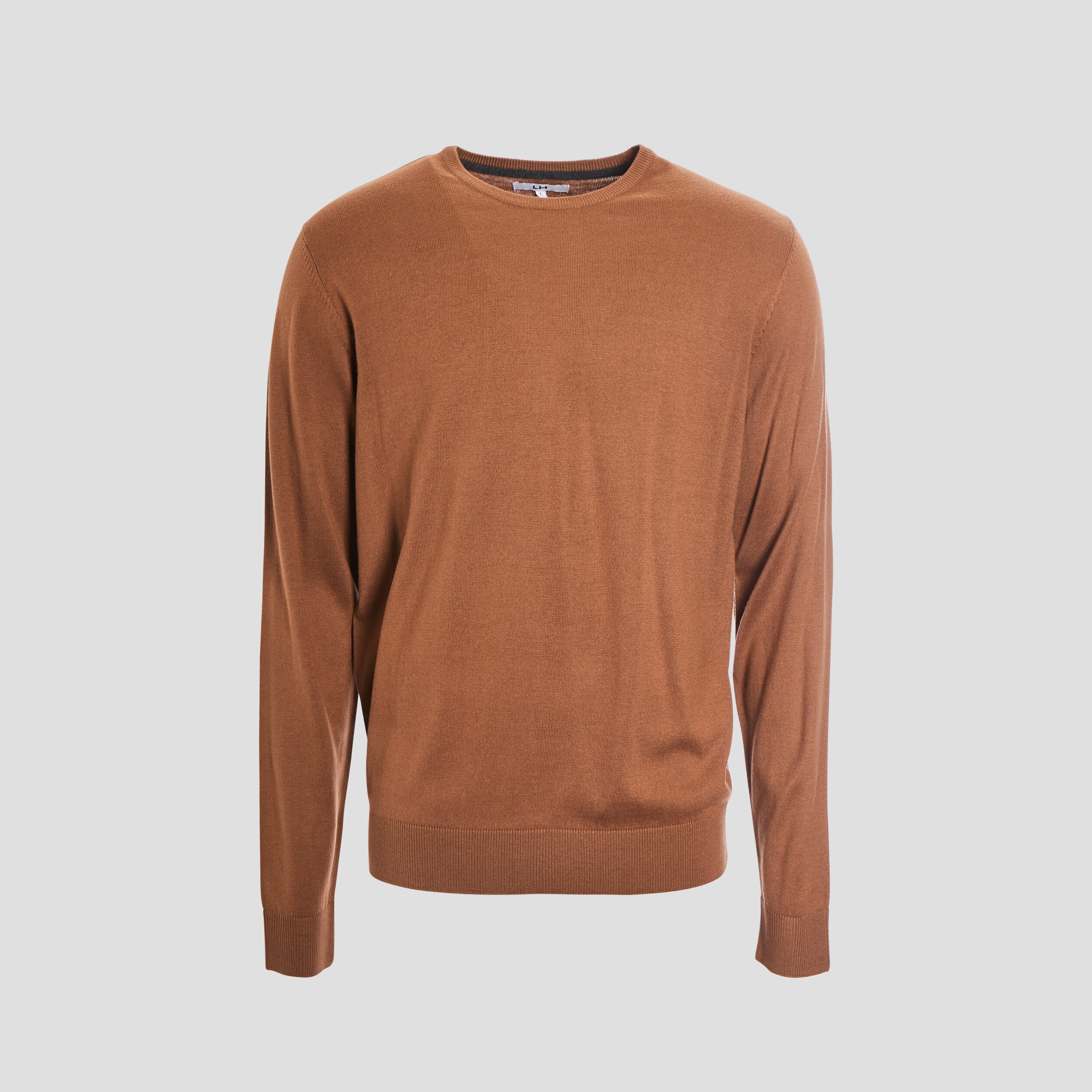 Pull droit col rond camel homme | La Halle