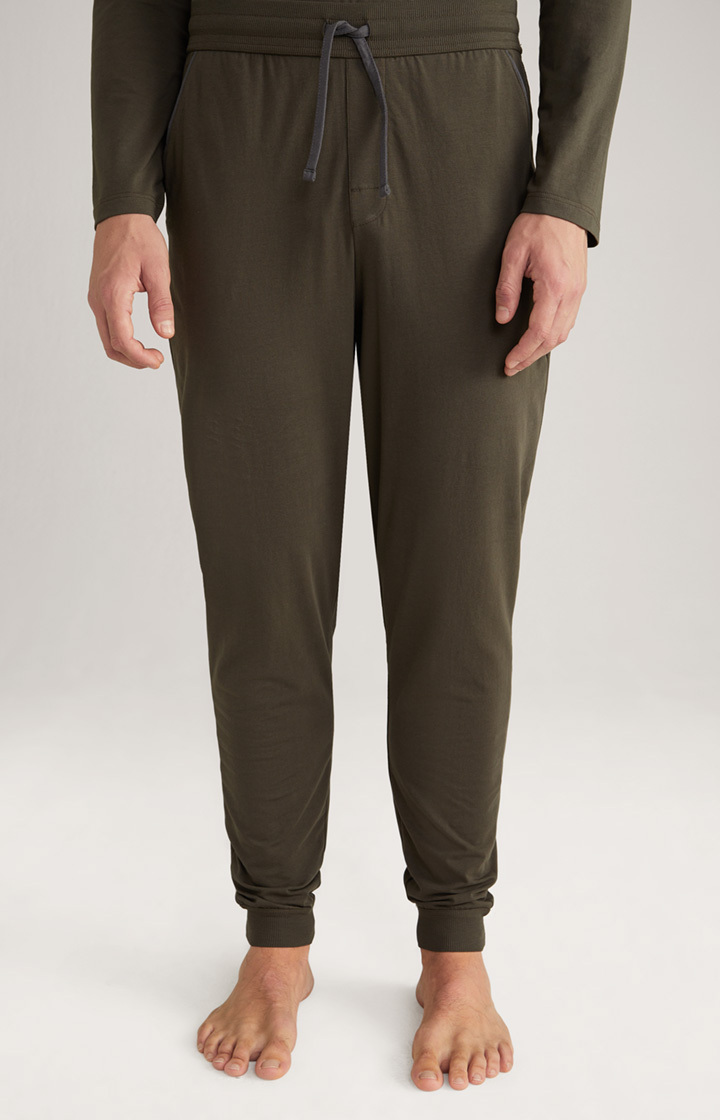 Loungewear Hose in Dunkelgrün-Braun