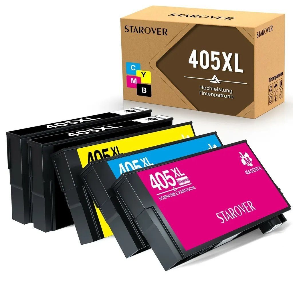 STAROVER 5er 405 XL Multipack Kompatible für Epson 405XL Tintenpatrone (epson workforce pro WF-3820 3825 4820 4825 4830 DWF, WF-7310DTW WF-7830DTWF WF-7835DTWF WF-7840DTWF)