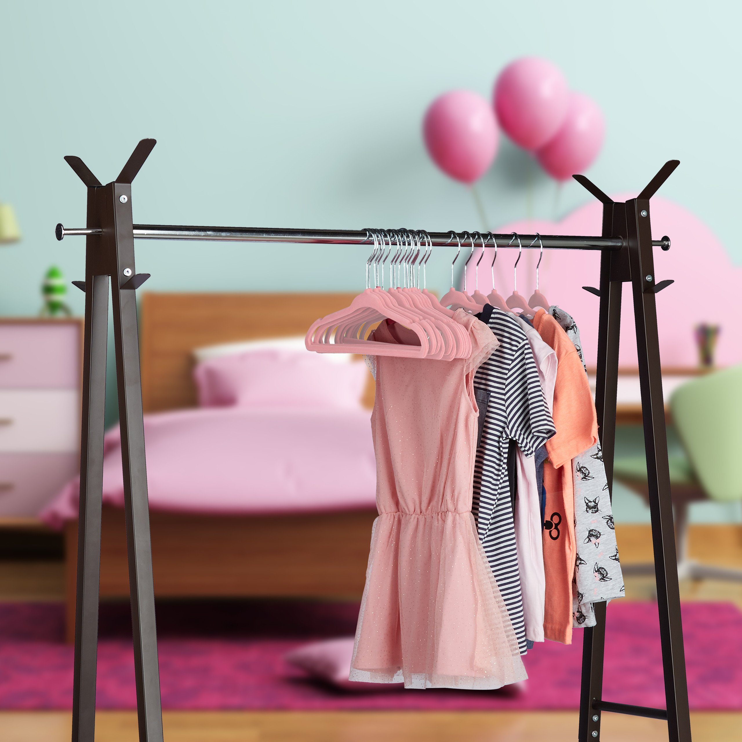 relaxdays Kleiderbügel Kleiderbügel Kinder 20er Set, Rosa
