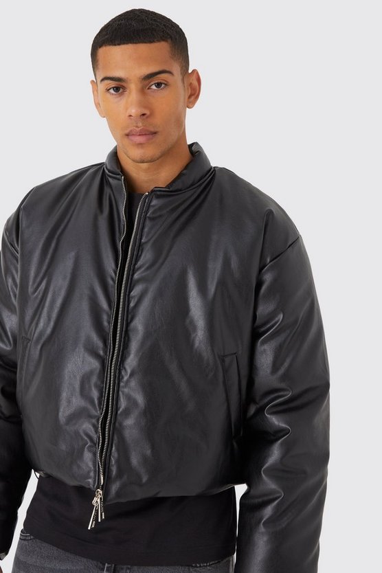 Kastige PU-Steppjacke