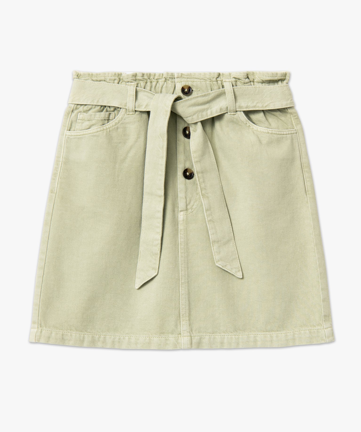 Jupe en toile denim avec ceinture femme vert | GEMO