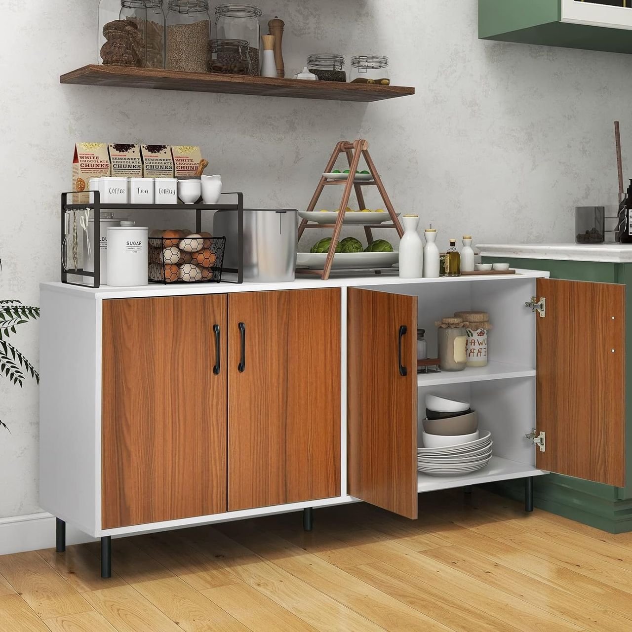 Costway Sideboard 148 x 40 x 75,5cm, Kommode mit 4 Türen