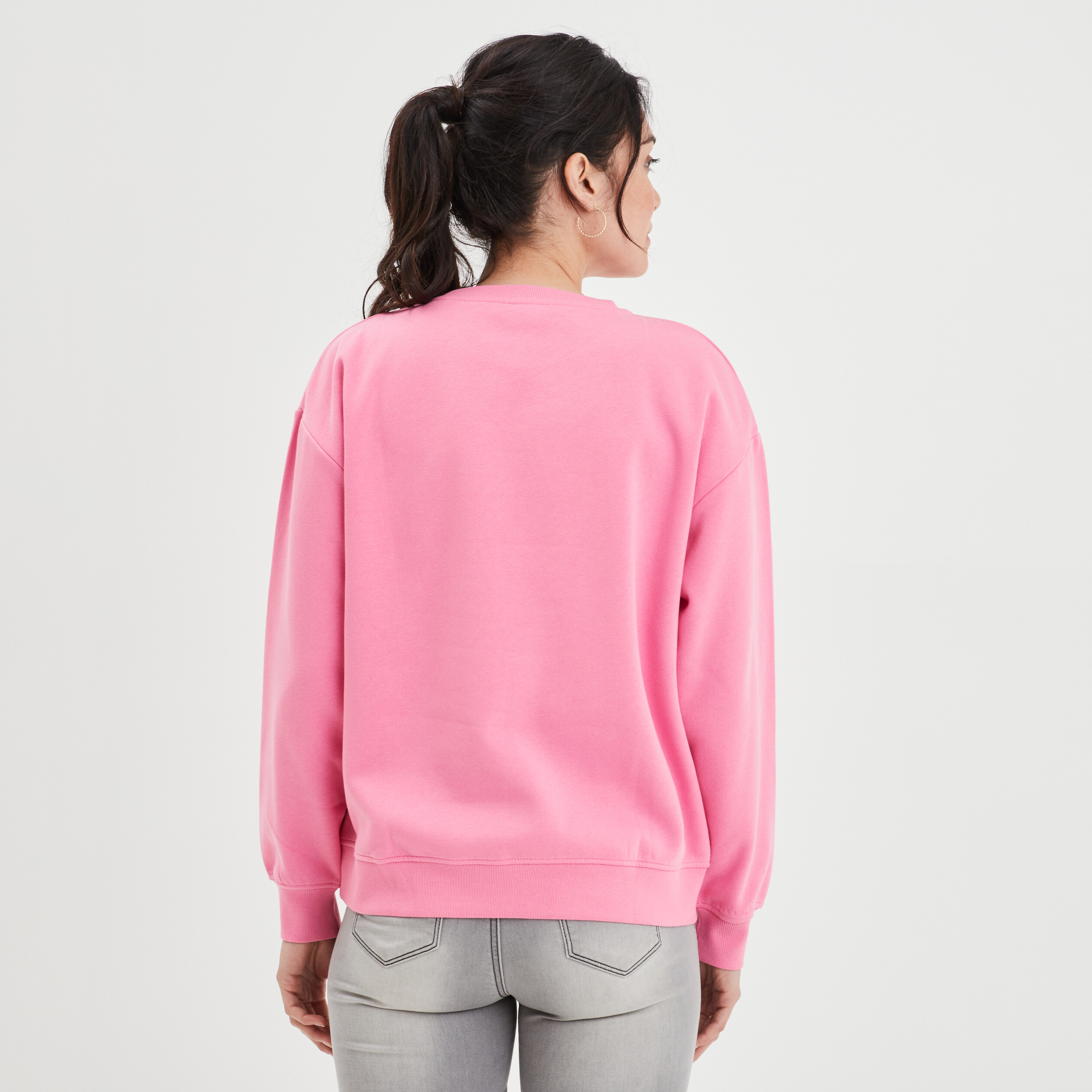 Sweat molleton avec col rond rose femme | La Halle