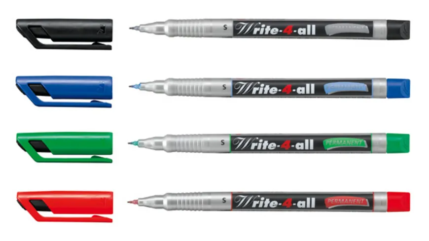 STABILO® Permanent-Marker - STABILO Write-4-all - superfein - 4er Pack - blau, rot, grün, schwarz sortiert
