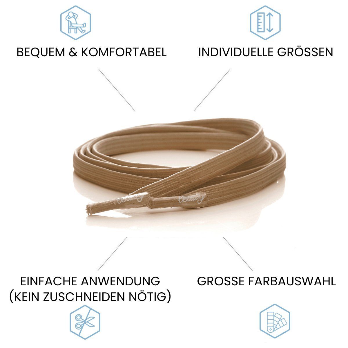 leazy Schnürsenkel Elastisch Flach, Patentierte, Elastische Schnürbänder zum Einhaken Ohne Binden