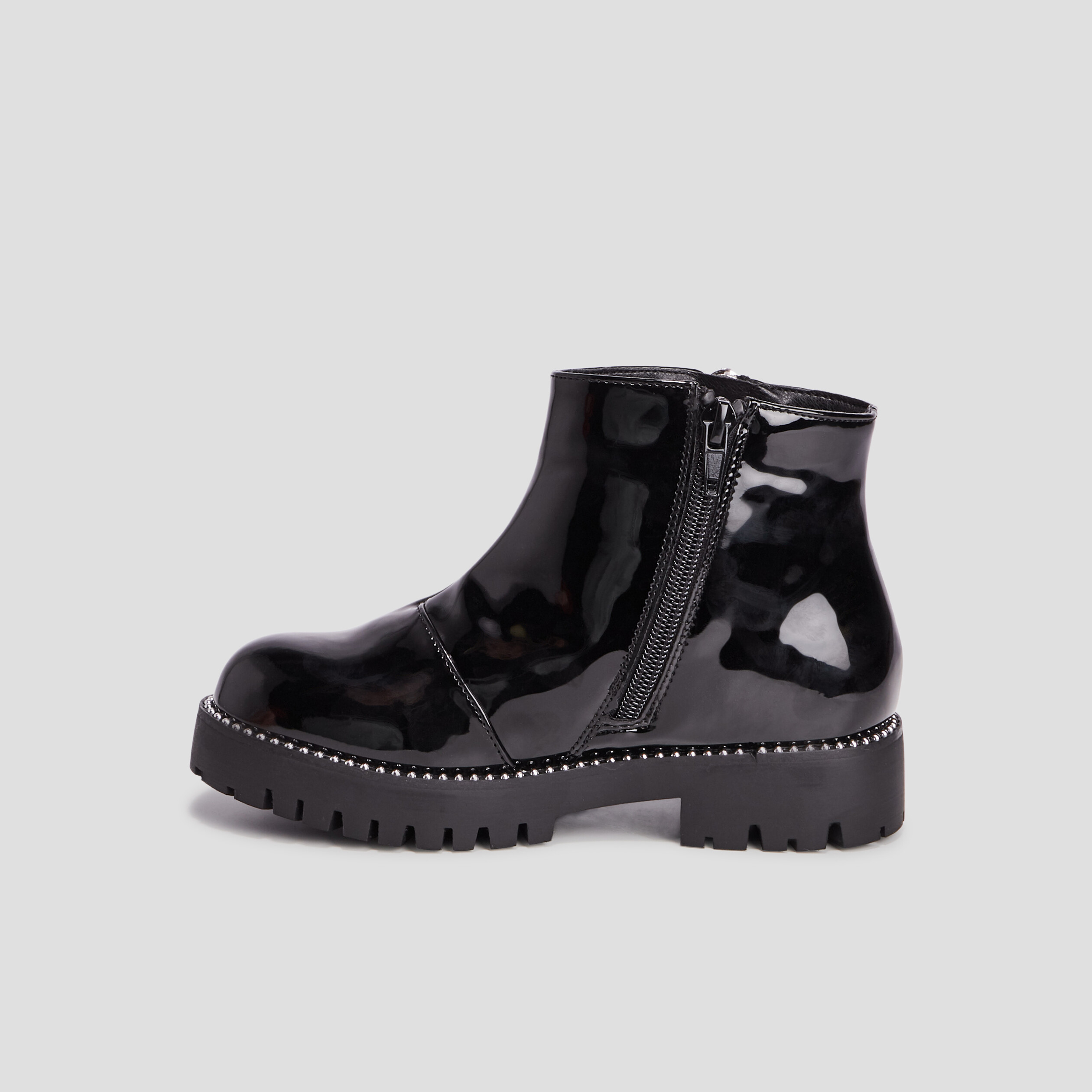 Bottines zippées vernies noir fille | La Halle