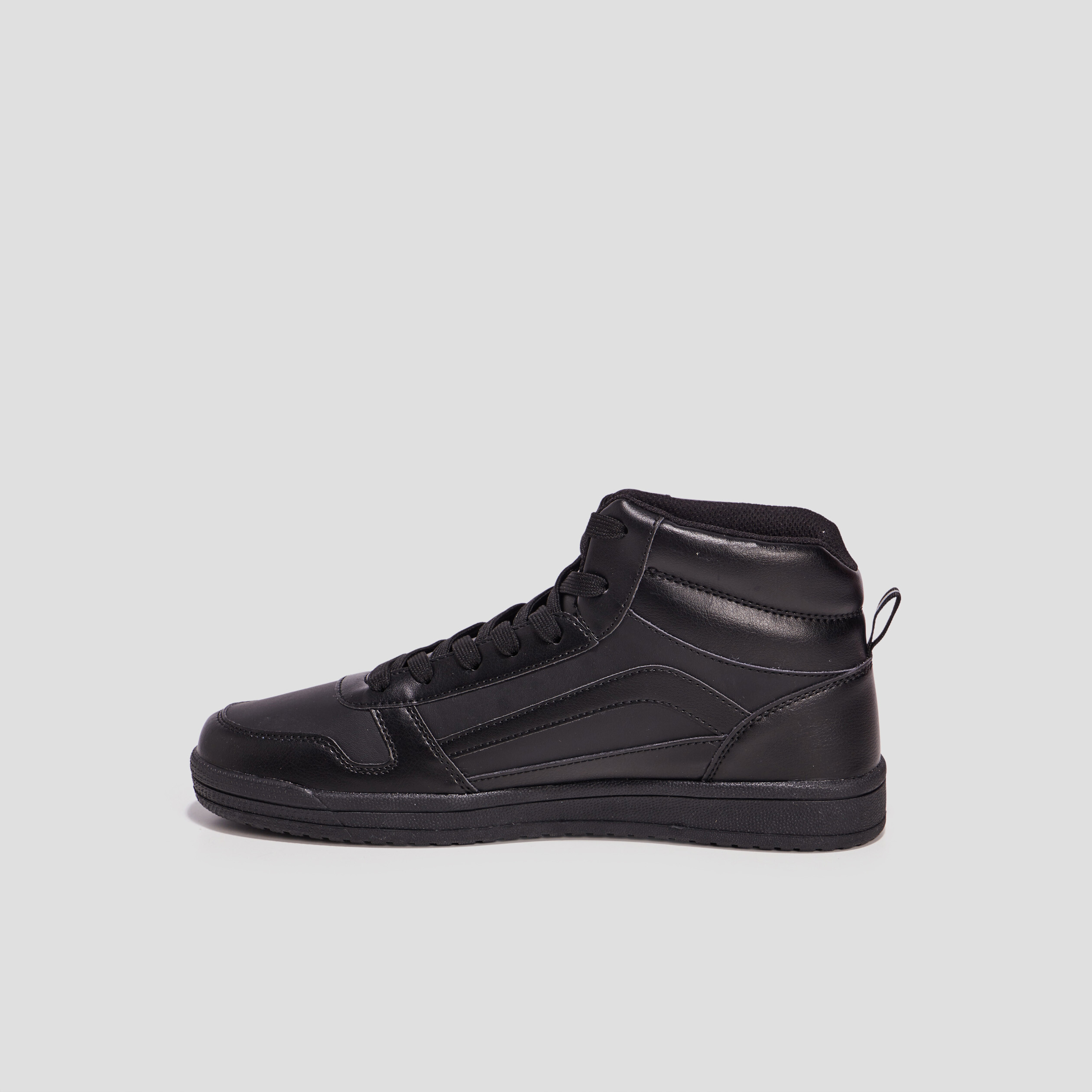 Baskets montantes à lacets noir homme | La Halle