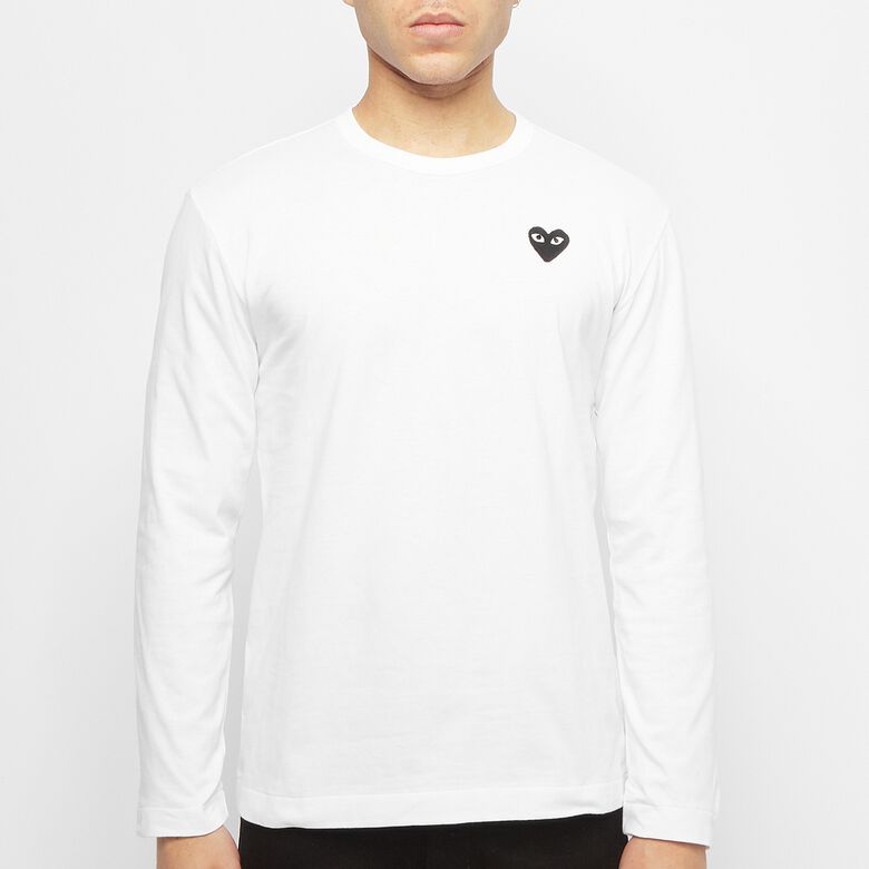 Comme des Garcons Play Play Black Heart Long Sleeve T-Shirt white