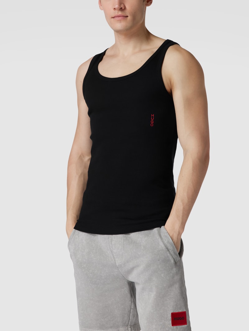 Tanktop mit Label-Print im 2er-Pack in schwarz