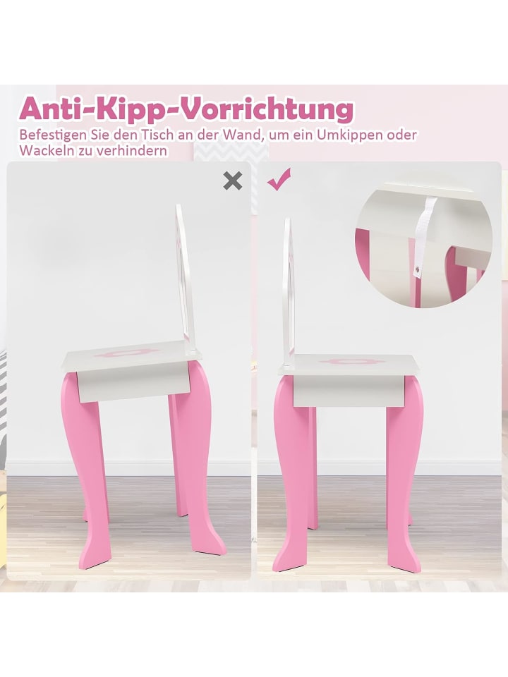 COSTWAY 2 in 1 Schminktisch in Rosa günstig kaufen 49 cm