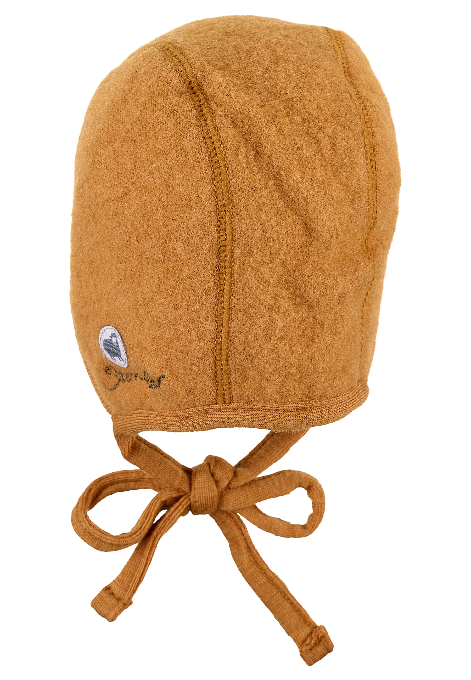 Häubchen aus Wolle (Merino) mit Bindeband