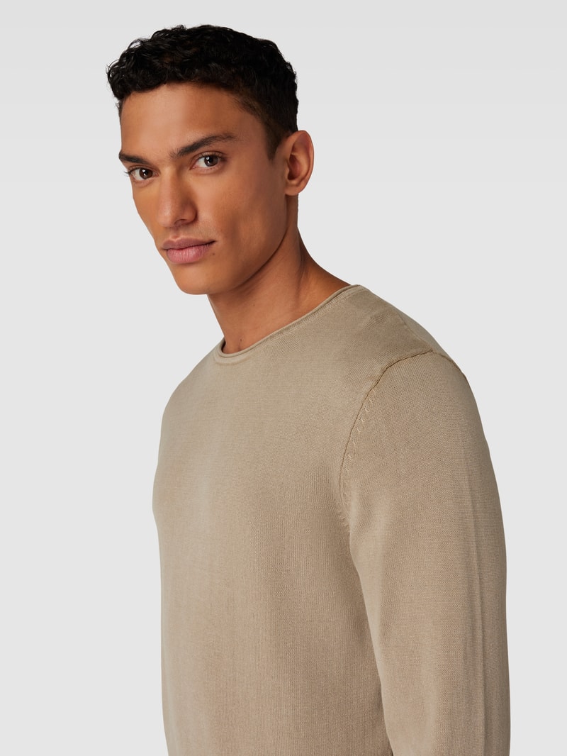 Longsleeve mit Rundhalsausschnitt Modell 'ELEO' in beige