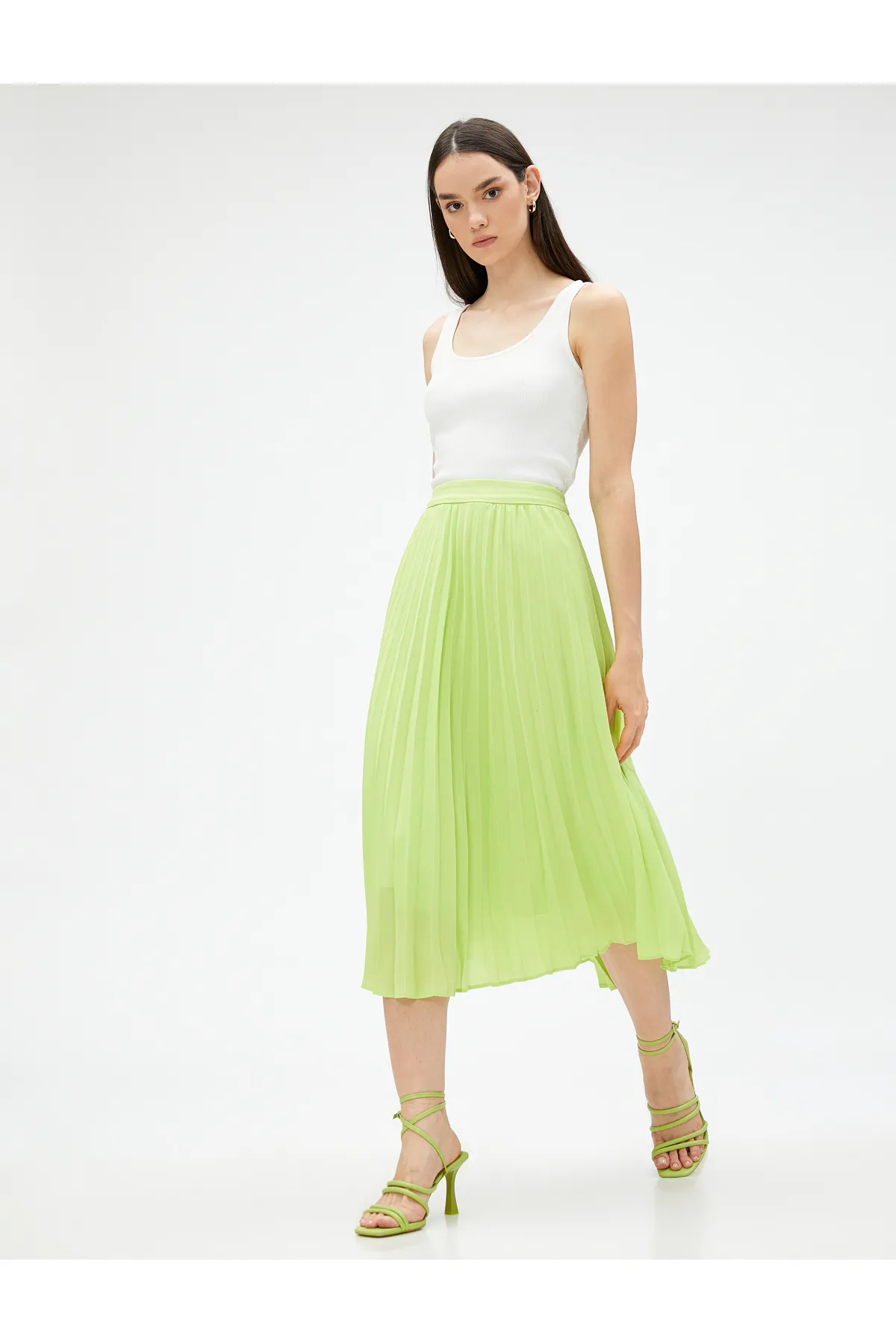 Koton  Faltenrock in Midi-Länge aus Chiffon mit elastischem Bund