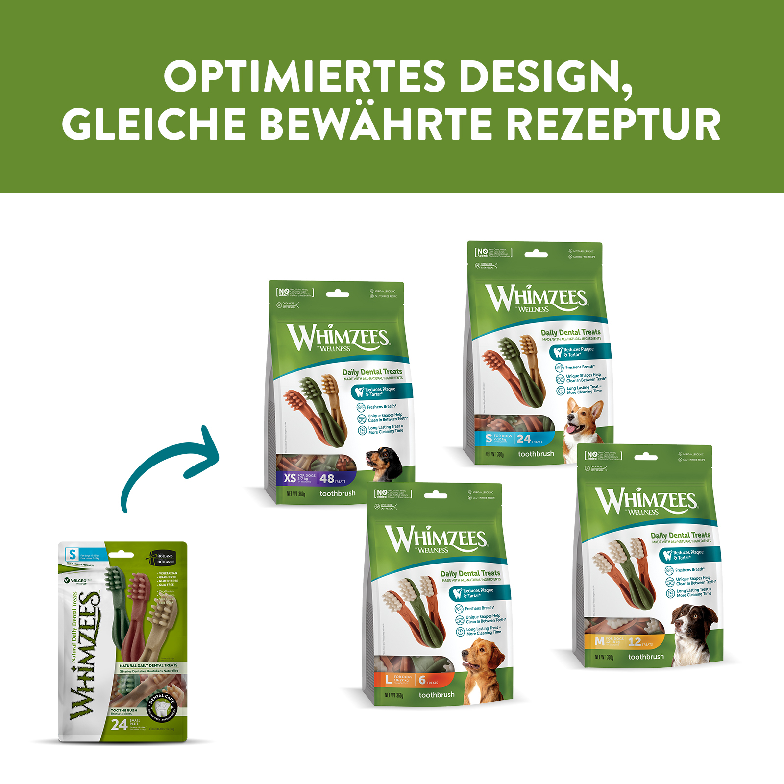WHIMZEES Snacks WHIMZEES Zahnpflegesnacks Zahnbürste Klein, 24x