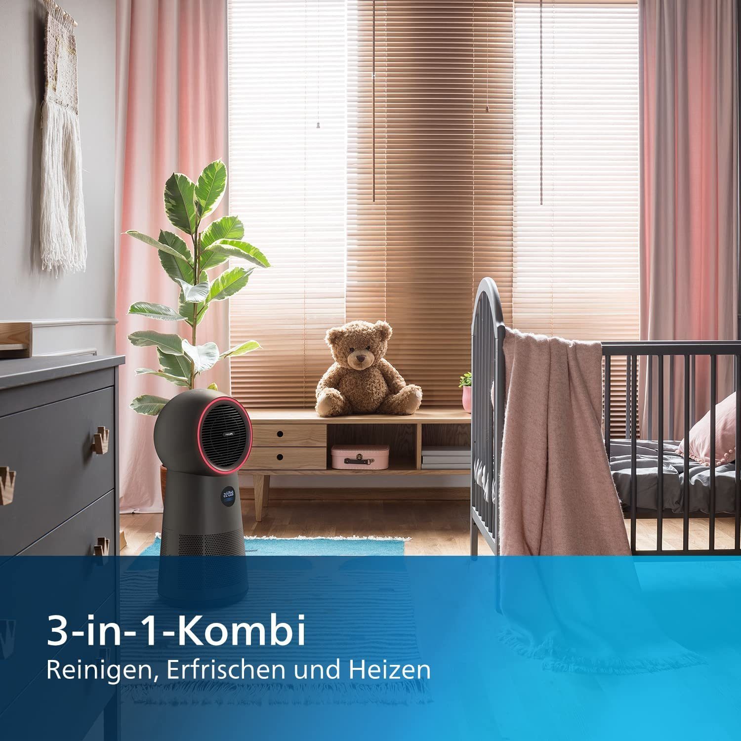 Philips Luftreiniger Series 2000 3-in-1 Kombigerät- Heizlüfter, Ventilator & Luftreiniger, für 42 m² Räume, Lufterfrischer, Ventilatoren, Raumlüfter, Aircooler, Standventilator