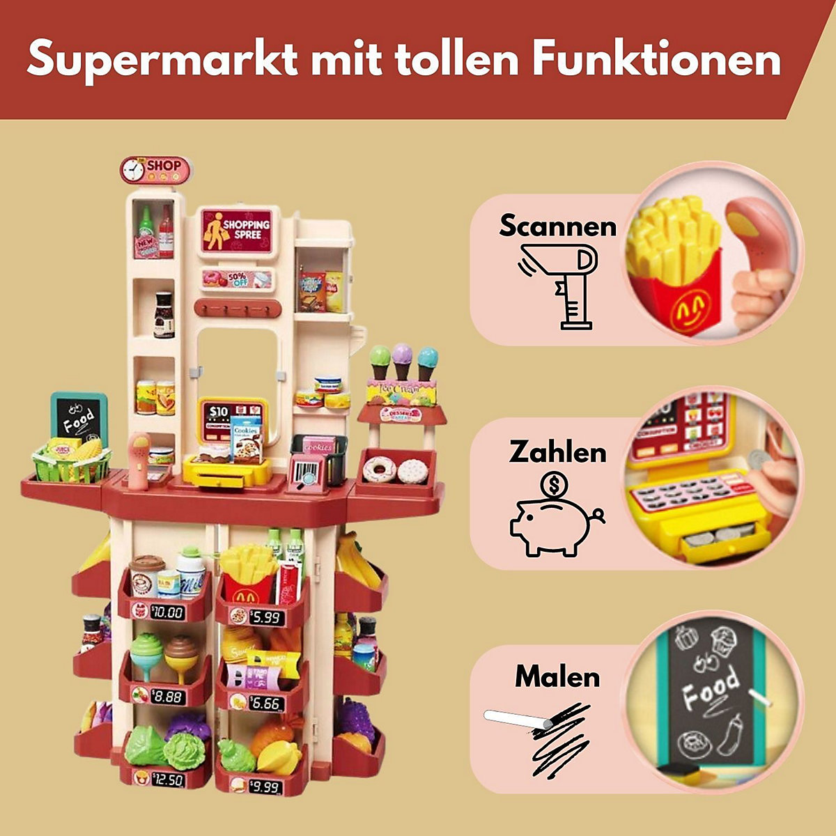 Supermarkt Florian Kaufladen mit viel Zubehör - ab 3 Jahren