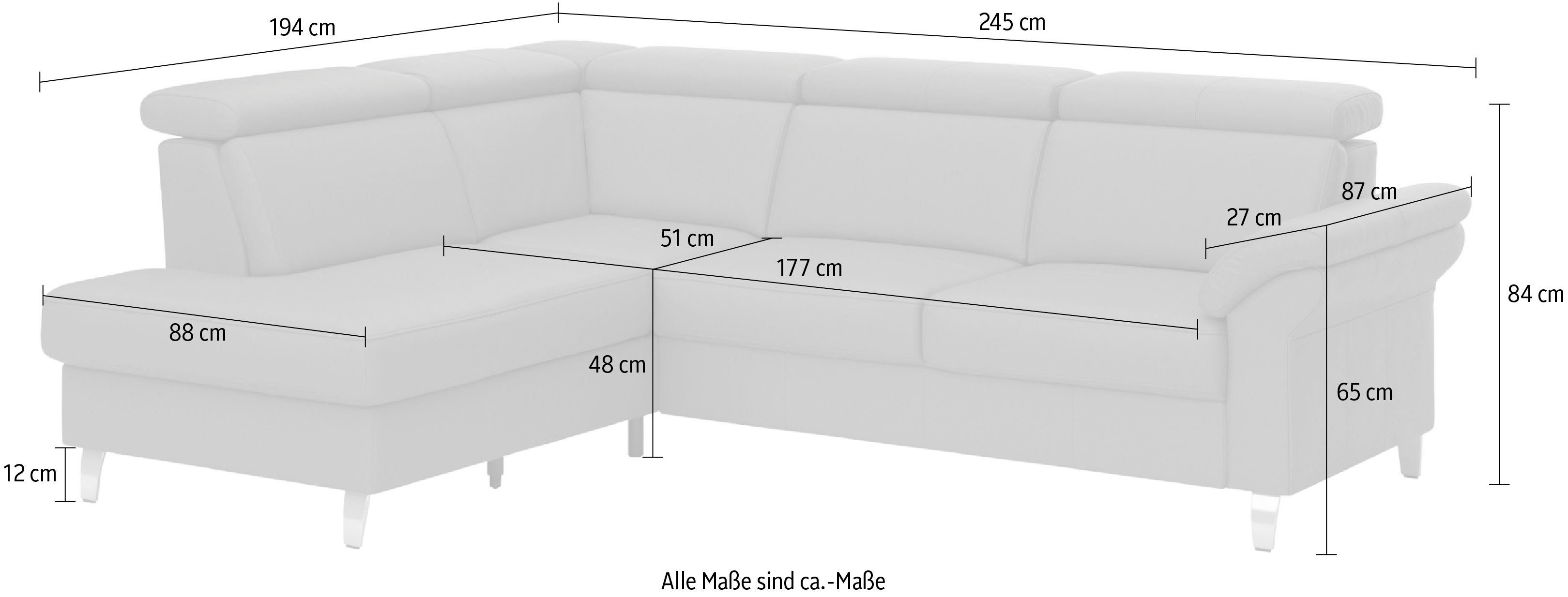 sit&more Ecksofa Arngast, inklusive Kopfteilverstellung und Federkern