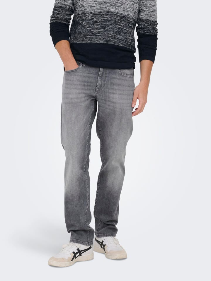 Only&Sons Regular Jeans Denim Hose 5-Pocket ONSWEFT in Hellgrau günstig kaufen