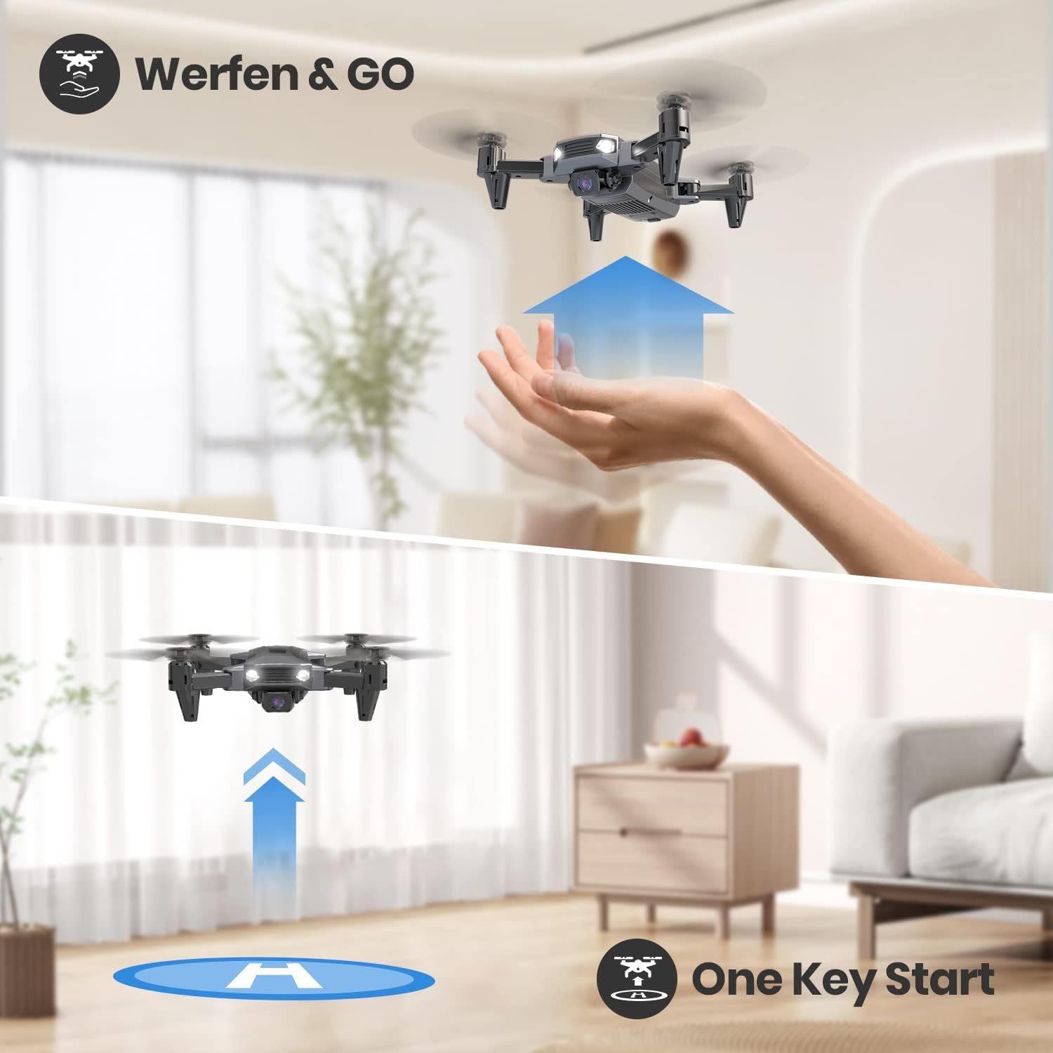 DEERC mit Kamera für Kinder, D40 RC Faltbare Mini Drohnen mit FPV WiFi Drohne (1080P HD, mit Lange Flugzeit,komplettset Spielzeug Geschenk für Jungen Anfänger)