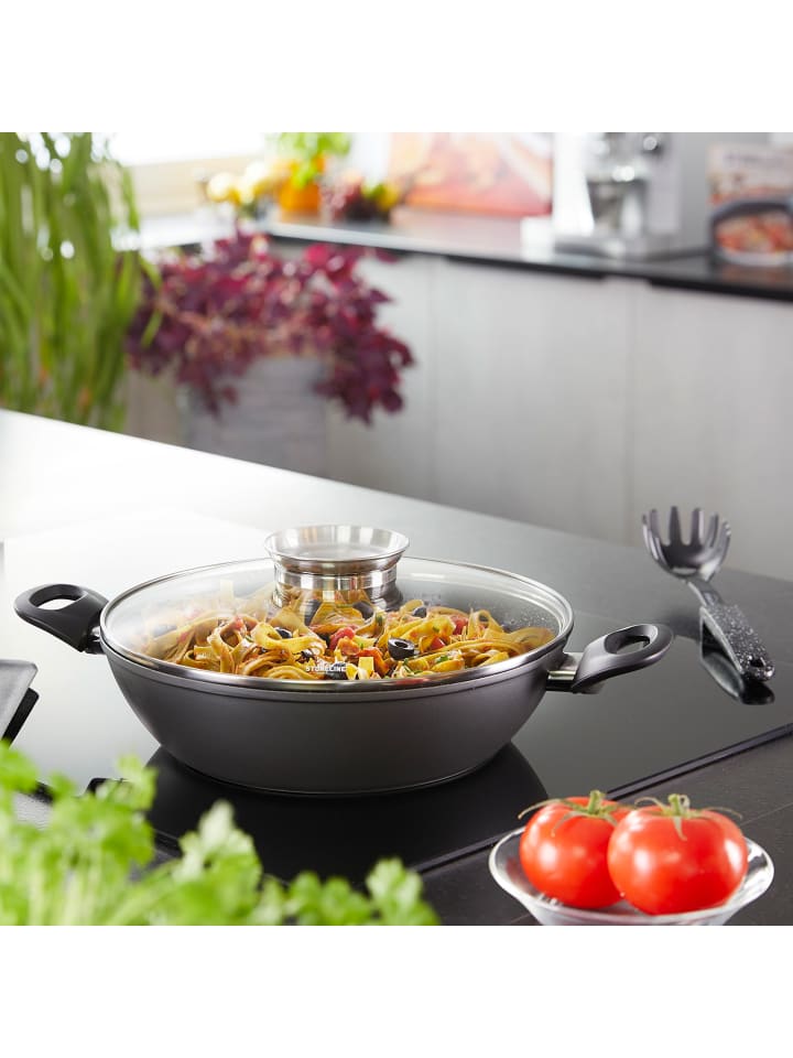Stoneline Keramik Servierpfanne 24 cm | mit Deckel in Grau günstig kaufen Ø 24cm