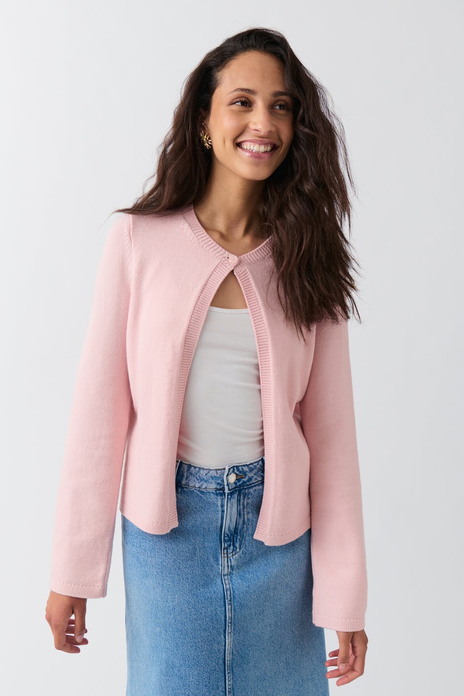One button knit cardigan