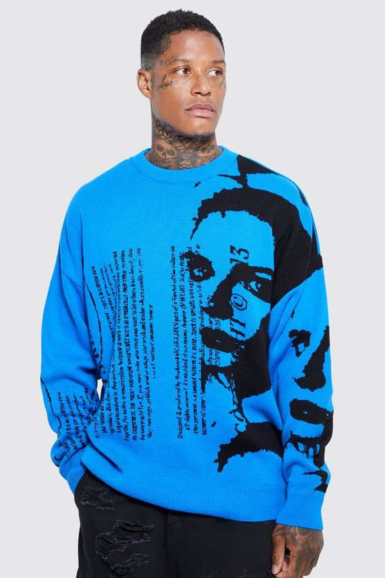 Oversize Strickpullover mit Text