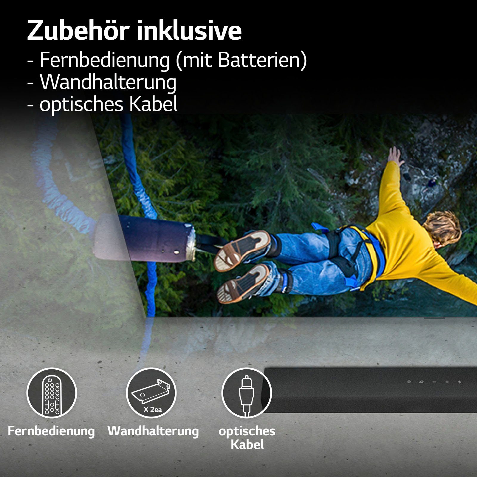 LG DS40Q 2.1 Soundbar (Bluetooth, 300 W, AI Sound Pro,Hi Res Audio,TV Soundmode Share,kabelloser Subwoofer)