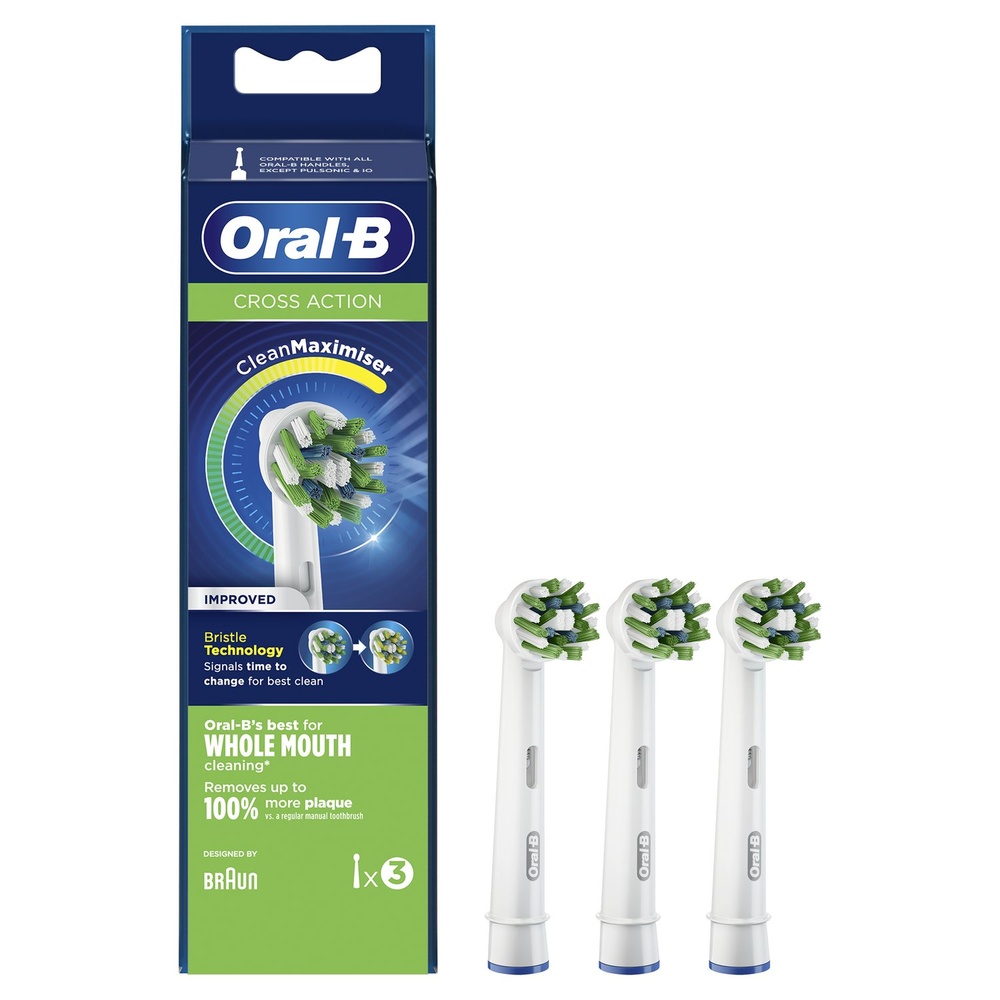 oral-b Oral-B CrossAction Brossette Avec CleanMaximiser, 3 Brossettes De Rechange