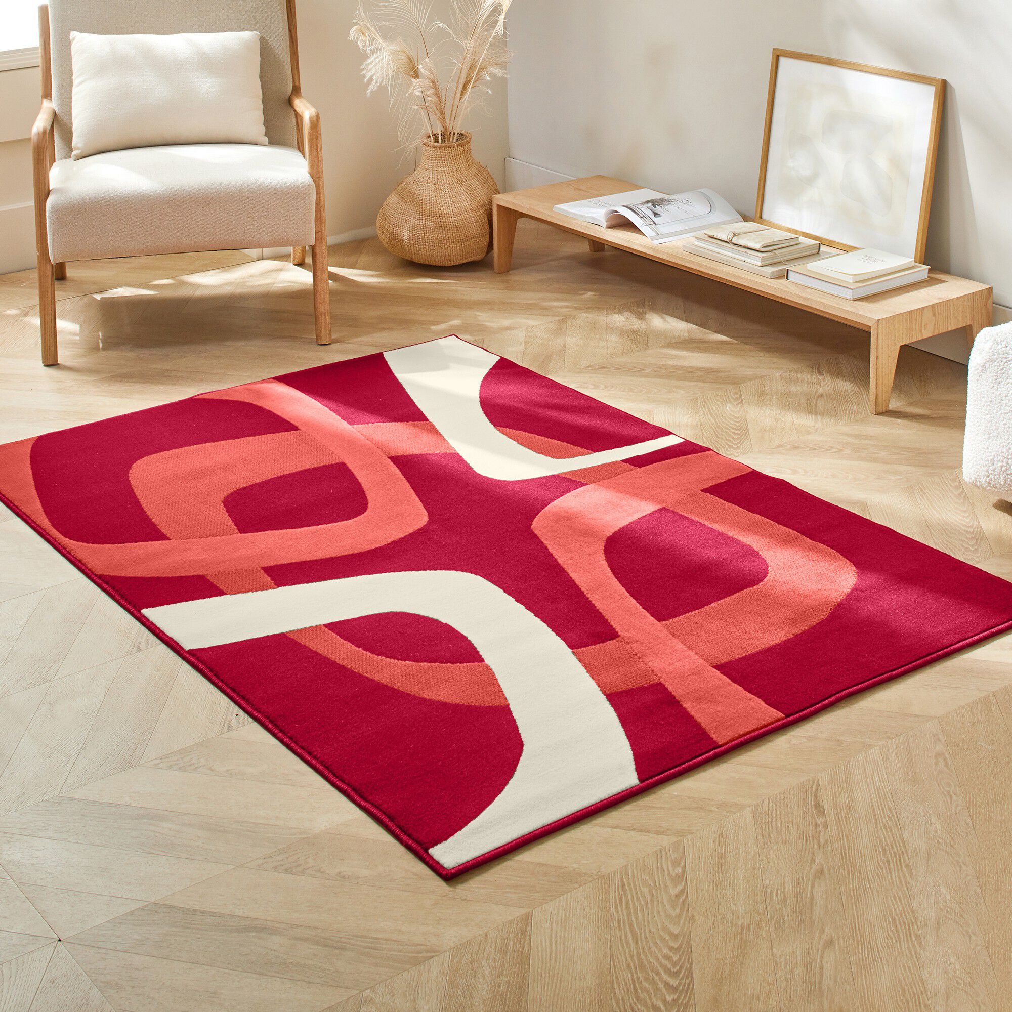 Tapis rectangulaire motif rétro