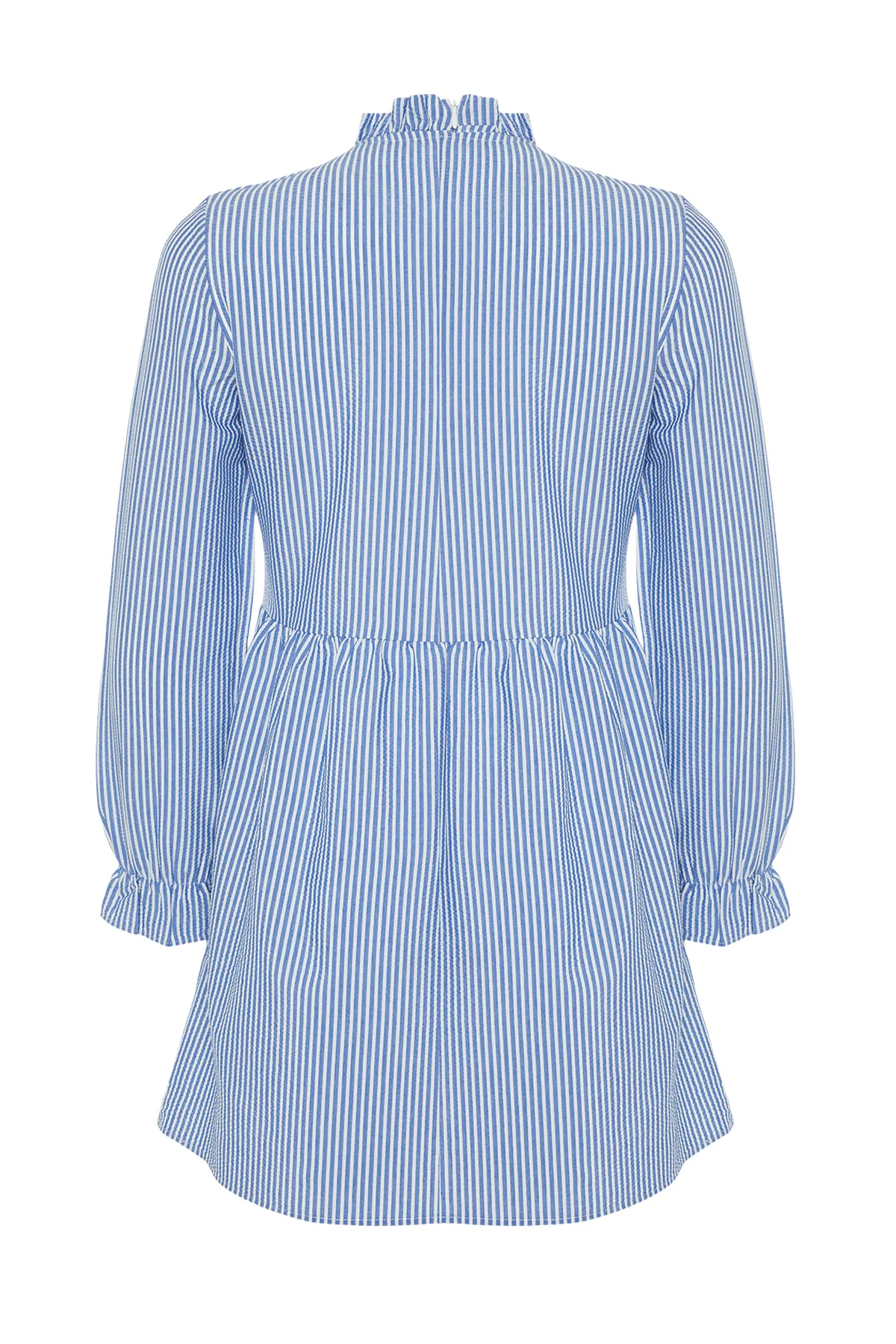 Trendyol Modest  Blaue, detaillierte Tunika mit hohem Kragen und Raffung TCTSS22GO0108
