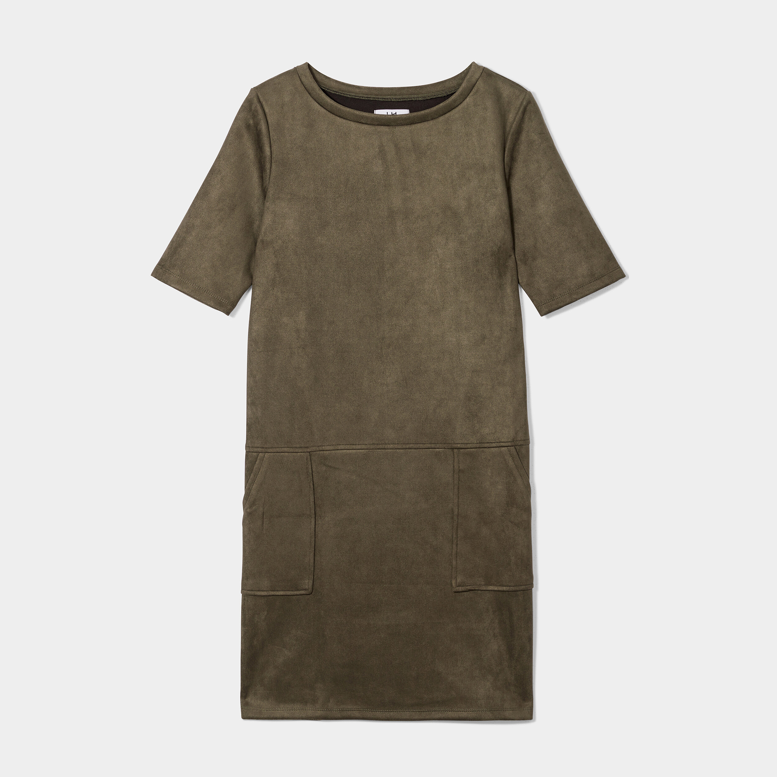 Robe suédine droite avec poches vert kaki femme | La Halle